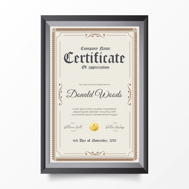 Traditional certificate vertical with ornaments