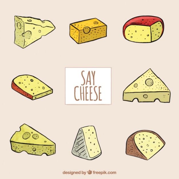 Free vector traditional cheeses selection