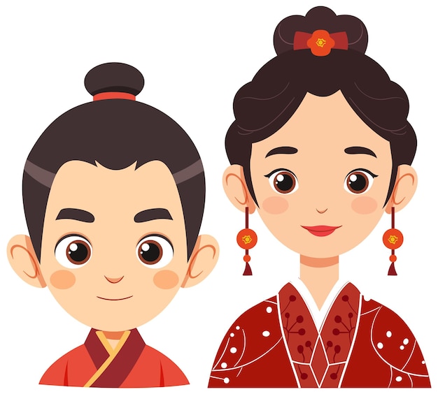 Free Vector traditional chinese couple illustration