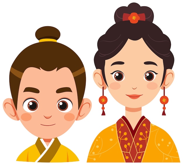 Free Vector traditional chinese couple illustration