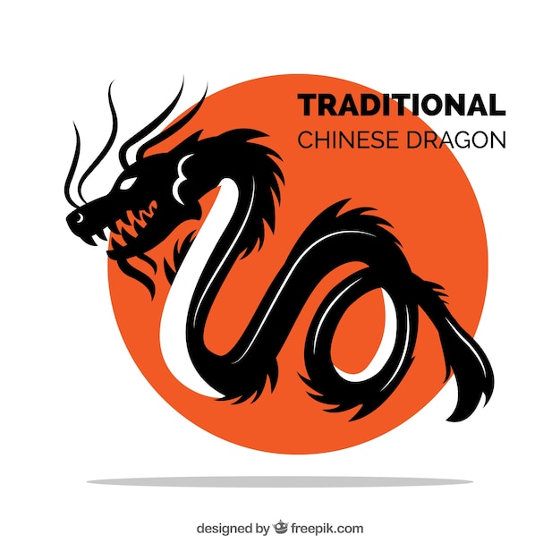 Free vector traditional chinese dragon with silhouette design