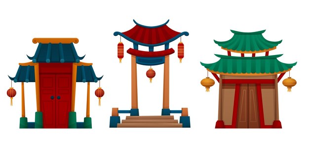 Free Vector traditional chinese house or temple door