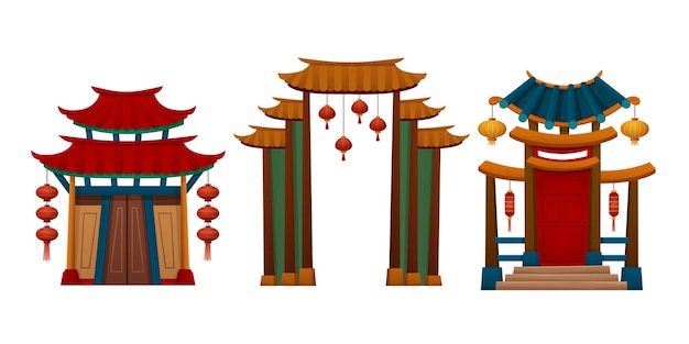 Free Vector traditional chinese house or temple door