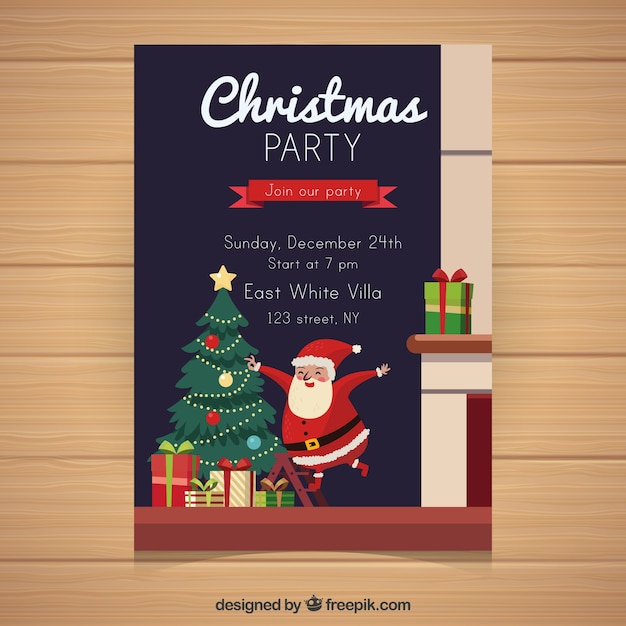 Free Vector traditional christmas poster with flat design