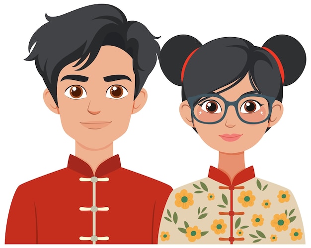 Free Vector traditional couple in cultural attire