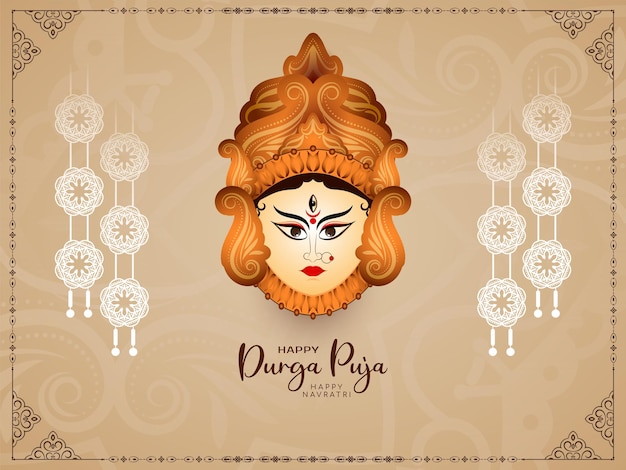 Traditional Durga Puja and Happy navratri indian religious festival background