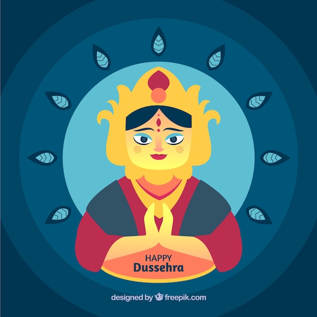 Free Vector traditional dussehra composition with flat design