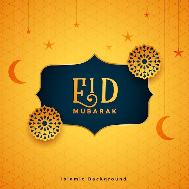 Free Vector traditional eid mubarak festival card with islamic decoration