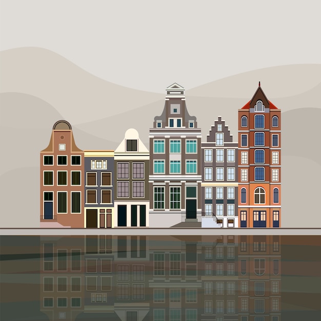 traditional European canal houses in Amsterdam