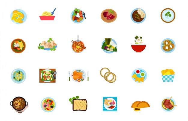 Traditional food icon set