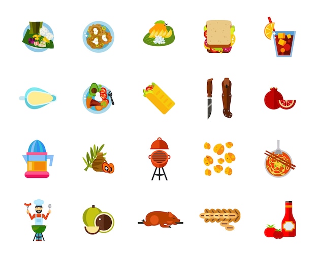 Traditional food icon set