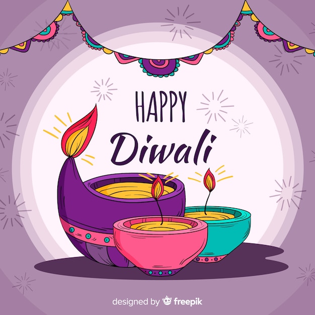 Free vector traditional hand drawn diwali background