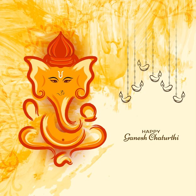 Traditional Happy Ganesh Chaturthi Hindu festival background vector