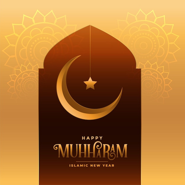 Free Vector traditional happy muharram festival card design