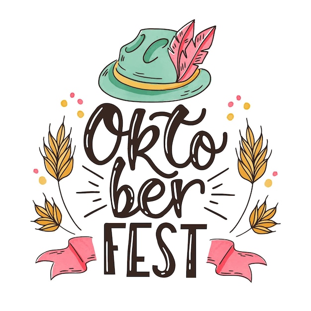 Free Vector traditional hat and lettering oktoberfest