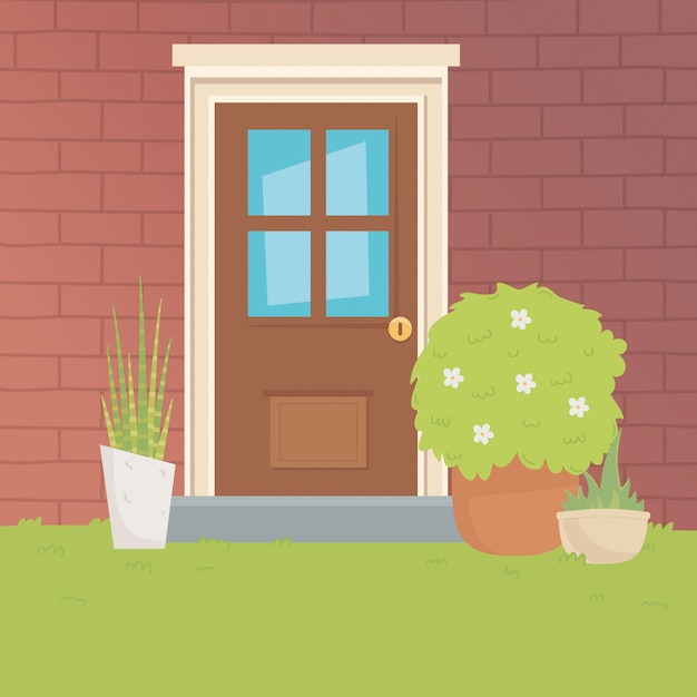 Traditional house door design vector illustrator