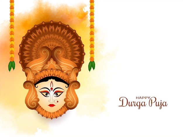 Traditional Indian Durga puja festival card