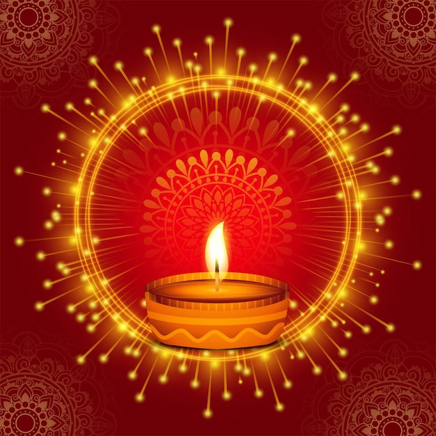 Traditional indian festival diwali with lamps card background