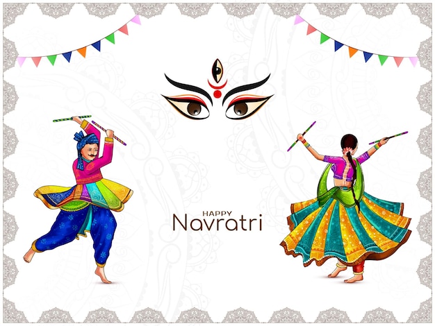 Free vector traditional indian happy navratri dandiya garba night celebration background