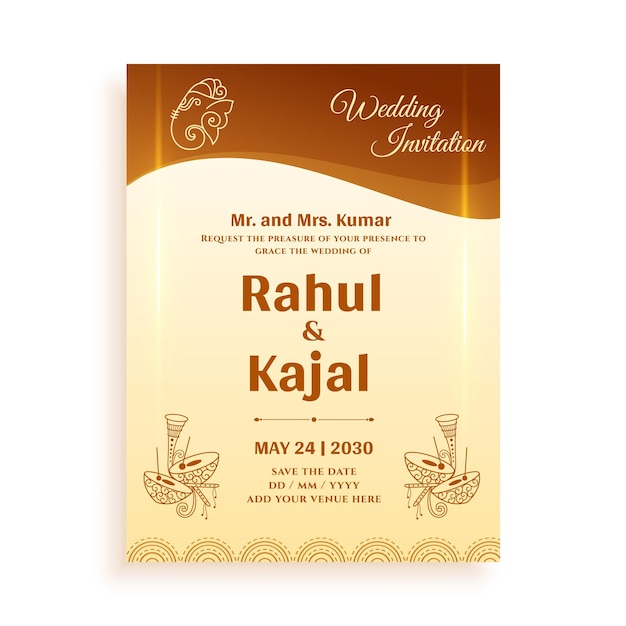 Free Vector traditional indian wedding card design template