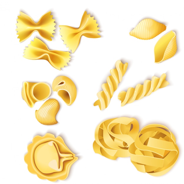 Free Vector traditional italian pasta set