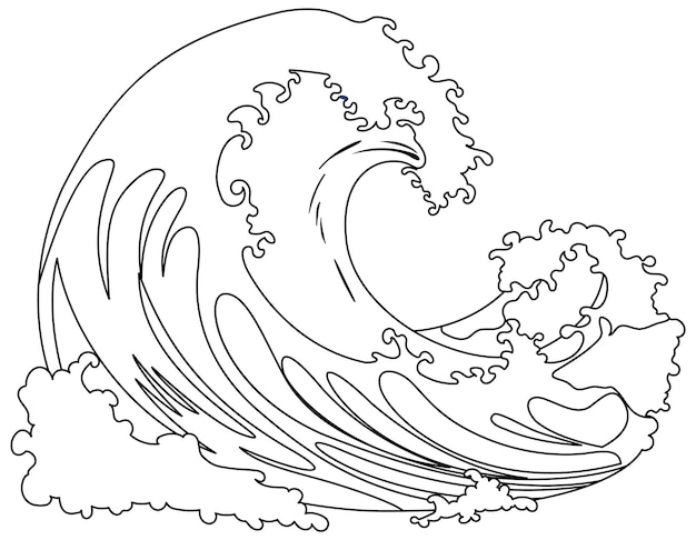 Traditional Japanese Wave Vector Cartoon Illustration Style