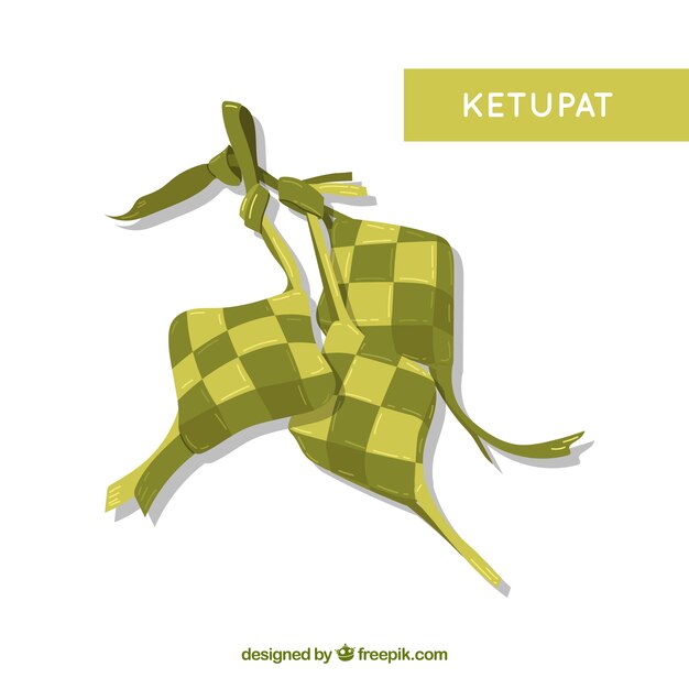 Traditional ketupat composition with flat design