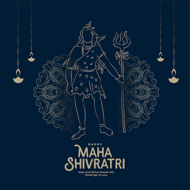 Traditional maha shivratri indian festival greeting design