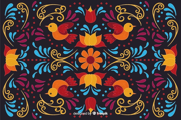 Traditional mexican embroidery background