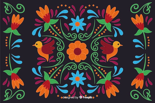 Free Vector traditional mexican embroidery background