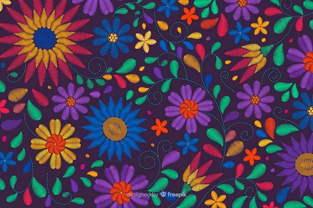 Traditional mexican embroidery background