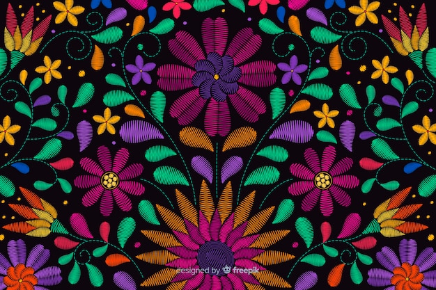 Traditional mexican embroidery background