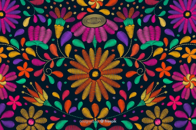 Traditional mexican embroidery background