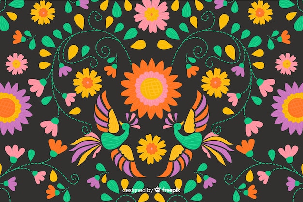 Free vector traditional mexican embroidery background