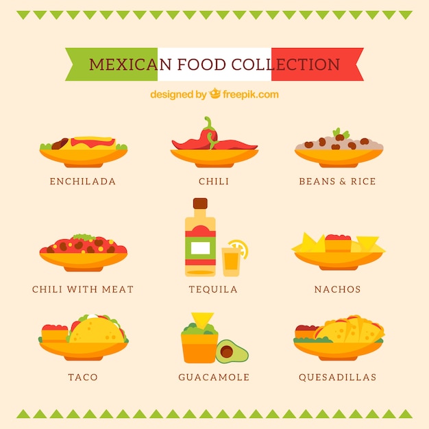 Free vector traditional mexican food pack