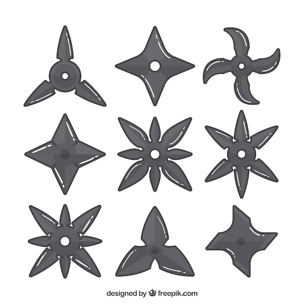 Free Vector traditional ninja star collection with flat design