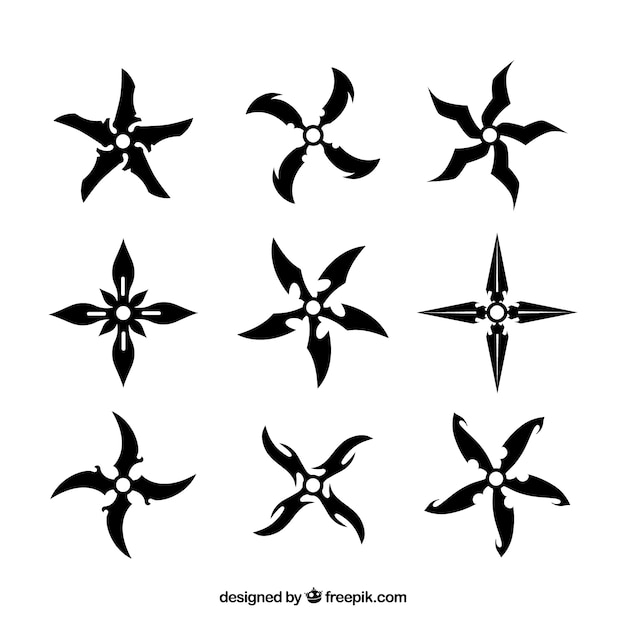 Free Vector traditional ninja star collection with flat design