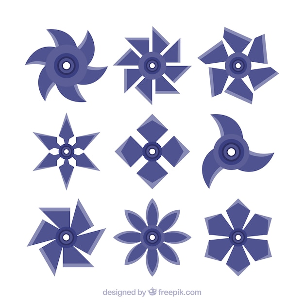 Free Vector traditional ninja star collection with flat design