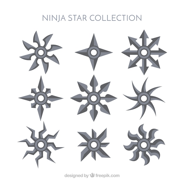 Free Vector traditional ninja star collection with flat design