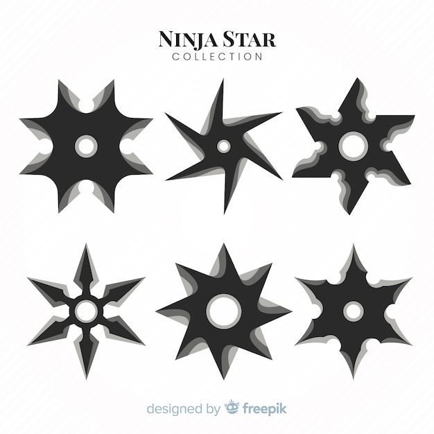 Free vector traditional ninja star collection with flat design