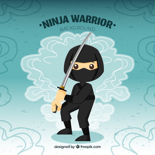 Free Vector traditional ninja warrior background with flat design