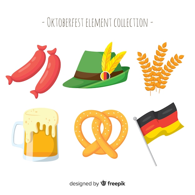 Traditional oktoberfest element collection with flat design