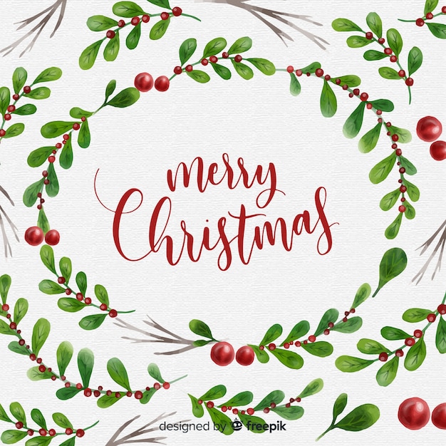 Free Vector traditional watercolor christmas background