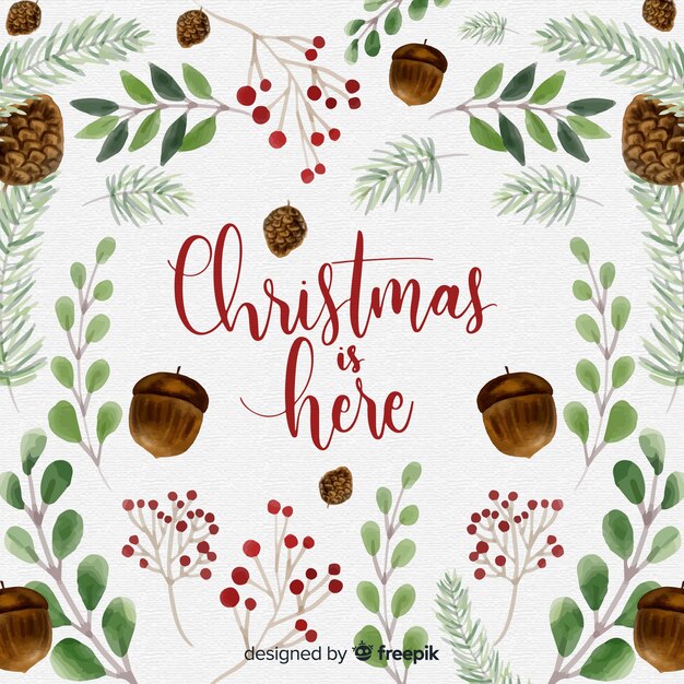 Traditional watercolor christmas background