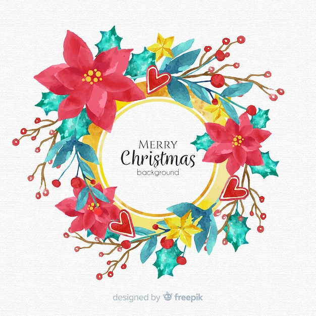 Free vector traditional watercolor christmas background