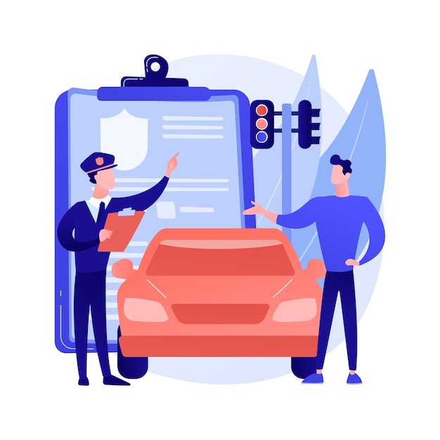 Traffic fine abstract concept vector illustration. Traffic law violation, speeding fine ticket, pay online, driving rules offence, speed control, red light camera, stop sign abstract metaphor.