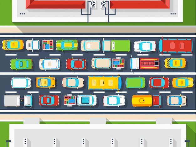 Traffic Jam Top View Poster