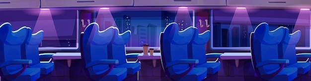 Free vector train carriage interior at night