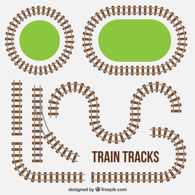 Free vector train track collection with grass