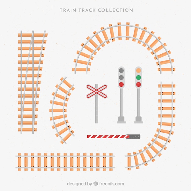 Free vector train track and trafic light collection